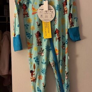 Little Sleepies Aqua Moana-Print One-Piece Footie Pajamas